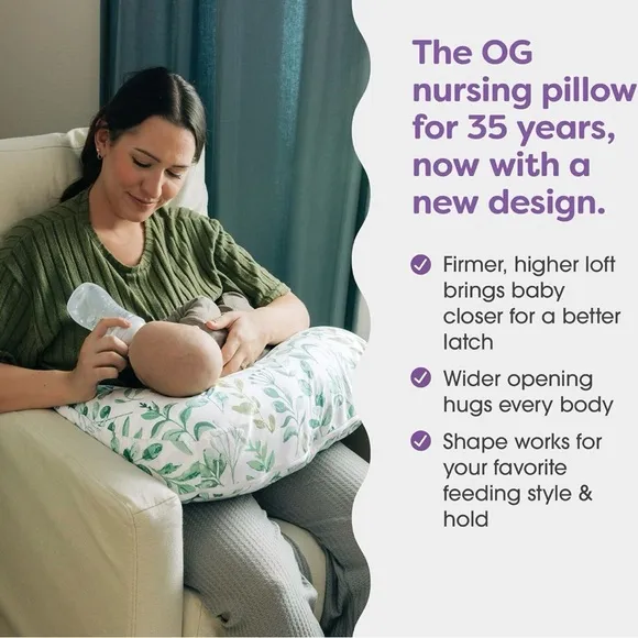 Boppy Nursing Pillow, Green Sage Leaf, Large, New in Box
