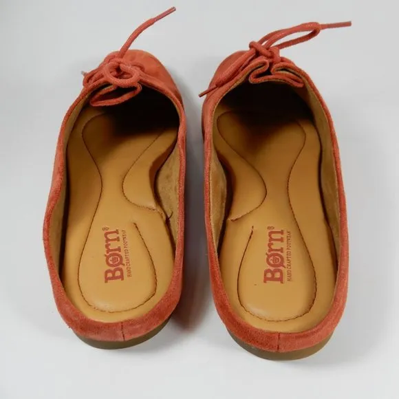 BORN Bianca Comfort Slip-on MULE Flats Size 6.5 7 Rust Red Suede NEW