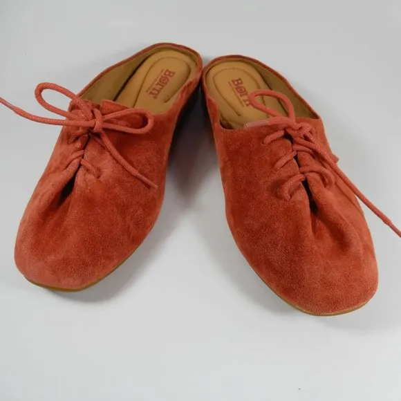 BORN Bianca Comfort Slip-on MULE Flats Size 6.5 7 Rust Red Suede NEW