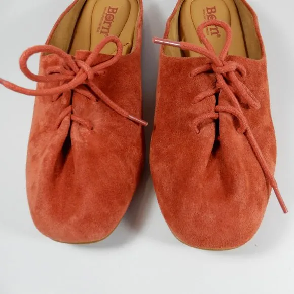 BORN Bianca Comfort Slip-on MULE Flats Size 6.5 7 Rust Red Suede NEW