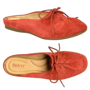 BORN Bianca Comfort Slip-on MULE Flats Size 6.5 7 Rust Red Suede NEW