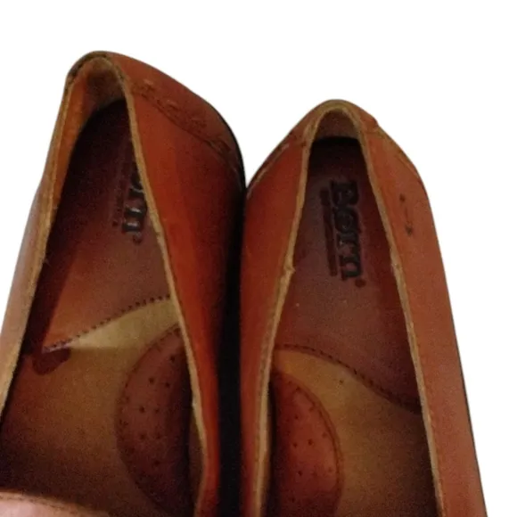 BORN Brown Leather Buckle Loafers Slip On Women's Flats Size 8