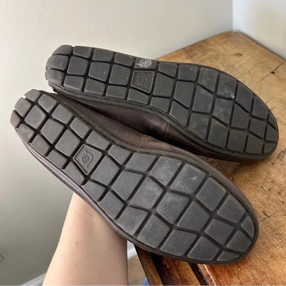 Born Brown Leather Slip-On Loafers with Flexible Sole men's sz 9.5