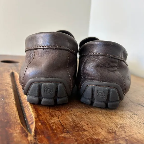 Born Brown Leather Slip-On Loafers with Flexible Sole men's sz 9.5