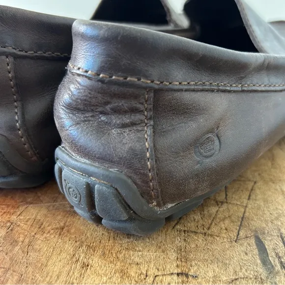 Born Brown Leather Slip-On Loafers with Flexible Sole men's sz 9.5