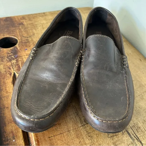 Born Brown Leather Slip-On Loafers with Flexible Sole men's sz 9.5