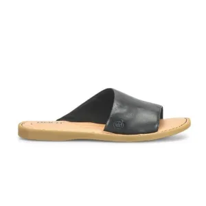 BORN Izabel Slide Sandals Slip On Leather Lightweight Black Tan Womens Sz US 7