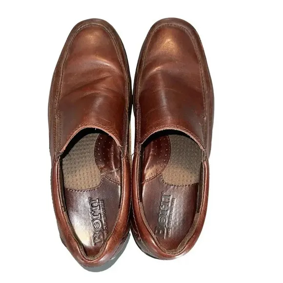 Born mens 10/44 brown leather‎ slip on loafers