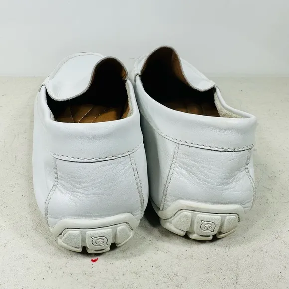 Born Mens White Leather Driving Loafers 12