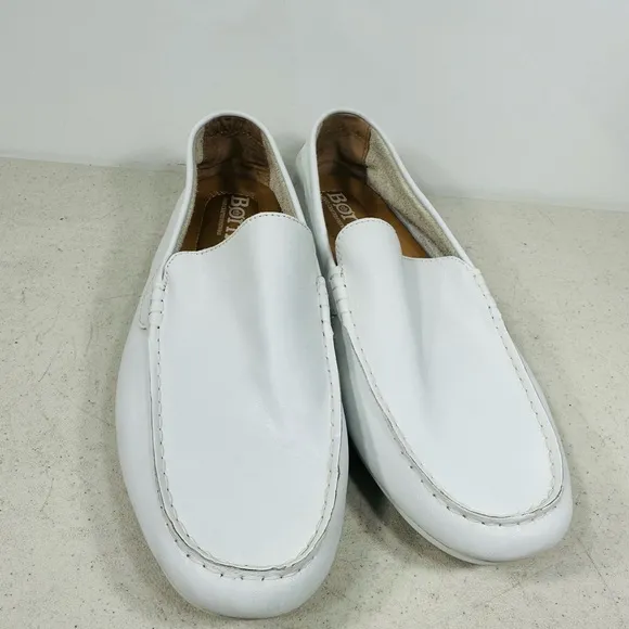 Born Mens White Leather Driving Loafers 12