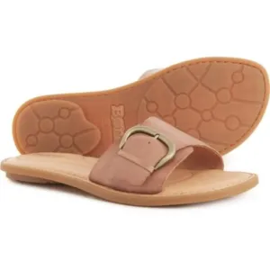 Born Miarra Sandals Leather Buckle Slip On Slides Flats Brown Size 6 NEW