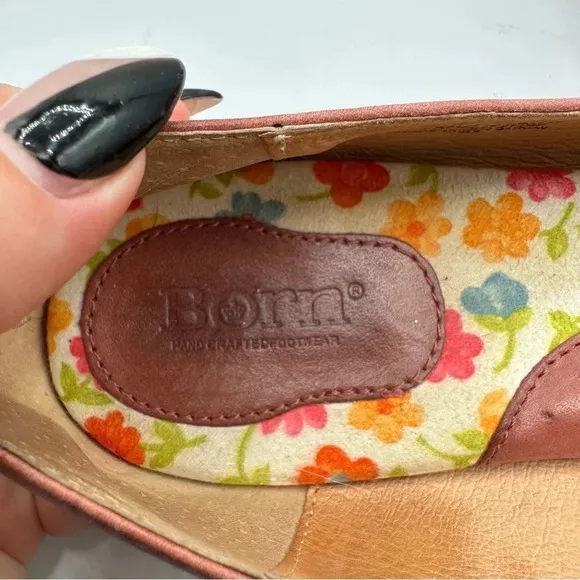 Born Molly Pink Leather Ballet Flats Slip On Comfort Shoes Womens Size 10