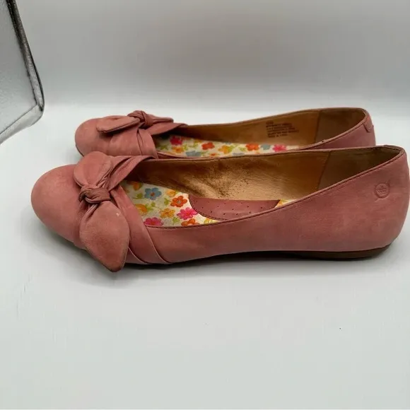 Born Molly Pink Leather Ballet Flats Slip On Comfort Shoes Womens Size 10