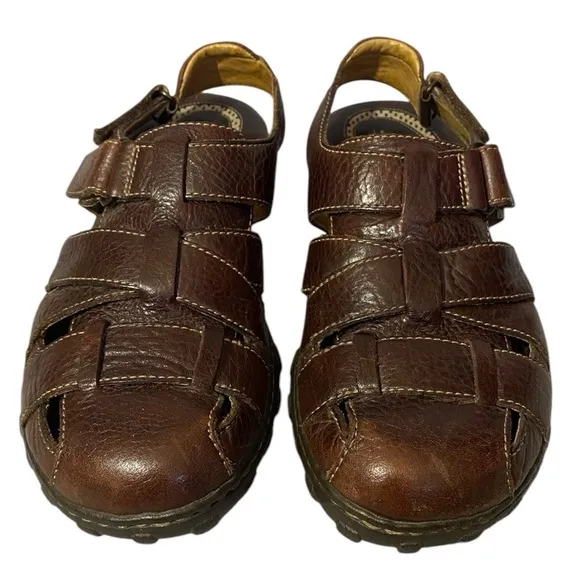 Born Sandals Mens 9 Slingback Fisherman Closed Toe Brown Leather Casual Comfort