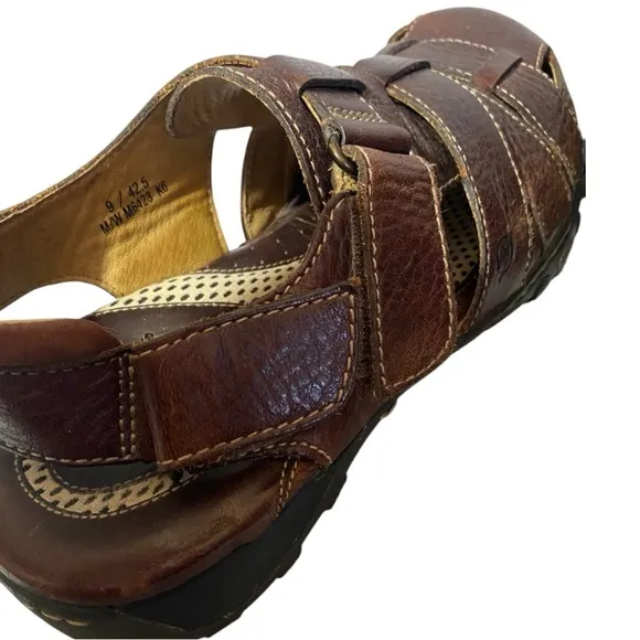 Born Sandals Mens 9 Slingback Fisherman Closed Toe Brown Leather Casual Comfort