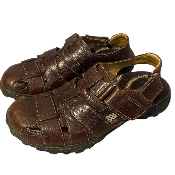 Born Sandals Mens 9 Slingback Fisherman Closed Toe Brown Leather Casual Comfort