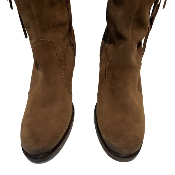 Bos. &amp; Co. Houston Dark Tan Brown Suede Waterproof Knee High Boot