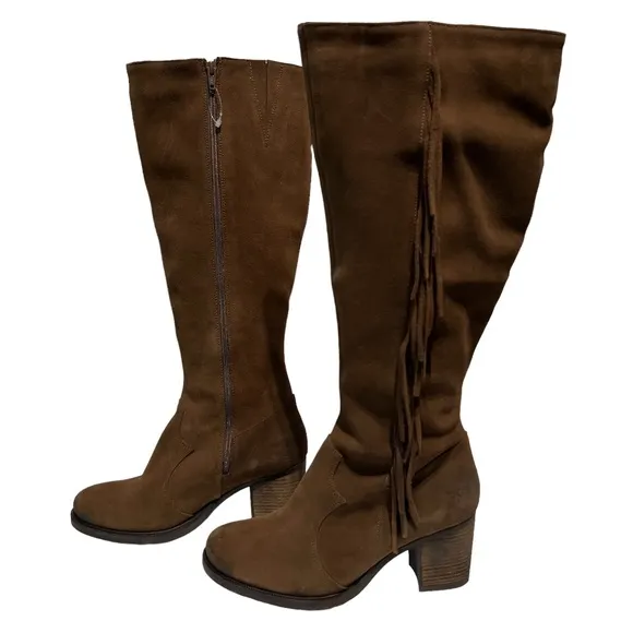 Bos. &amp; Co. Houston Dark Tan Brown Suede Waterproof Knee High Boot