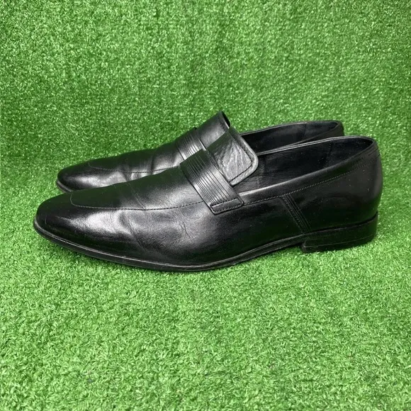 Boss Hugo Boss Strap Black Leather Dress Loafers Shoes Mens Size 11 M