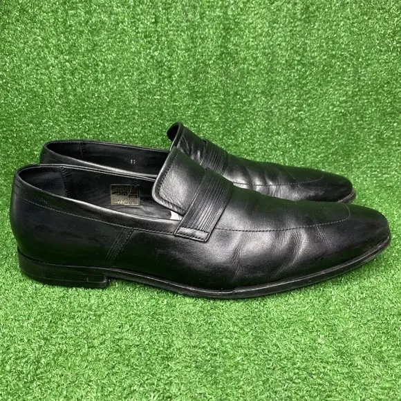Boss Hugo Boss Strap Black Leather Dress Loafers Shoes Mens Size 11 M