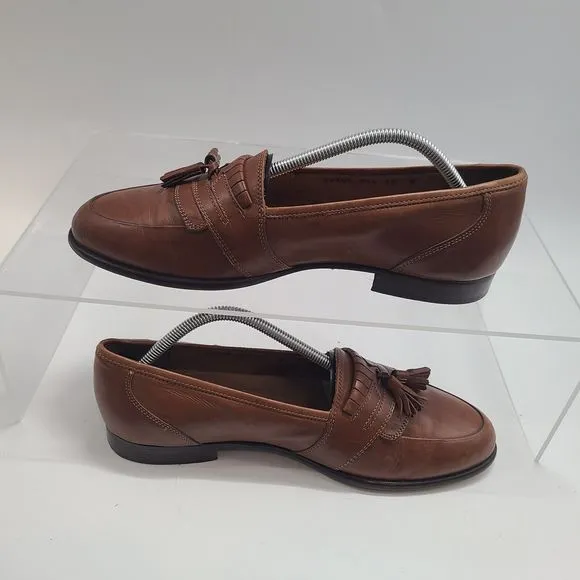BOSTONIAN FLORENTINE WHISKEY BROWN LEATHER KILTIE TASSEL LOAFERS 24808 SIZE 11M