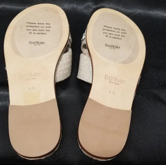 Botkier New York ALANA Linen &amp; Crystal Jeweled Slide Sandals NWT