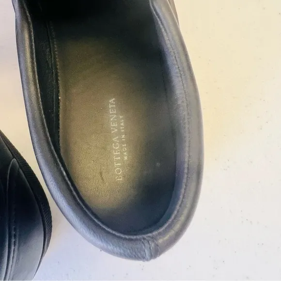 Bottega Veneta Authentic Black Intrecciato Leather Slip On Sneakers Size 39