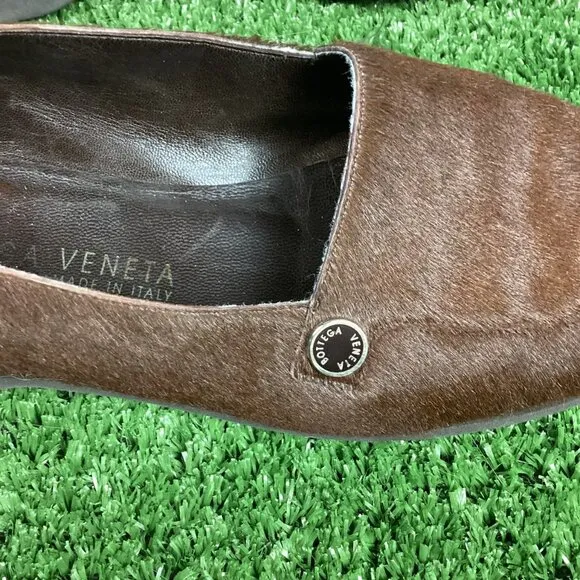 Bottega Veneta Brown Pony Hair Round Toe Loafers 9B