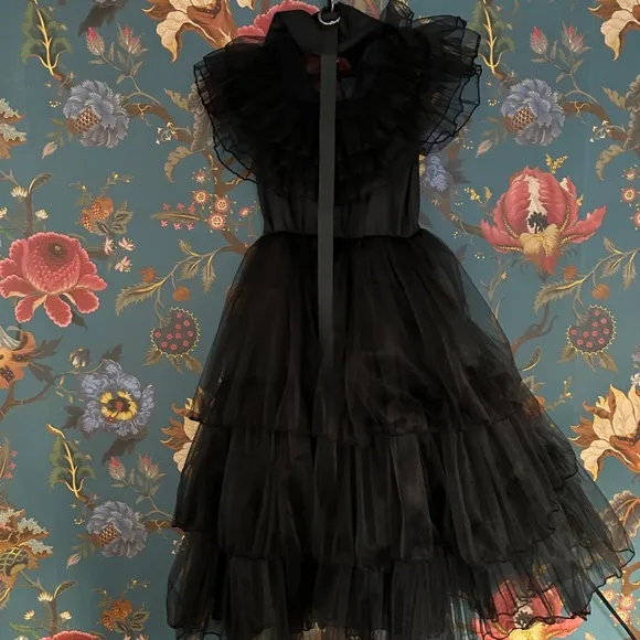 Boutique Girls Black Tulle Layered Dress Size 7-8