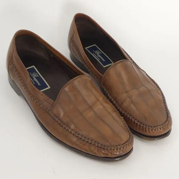 Bragano Brown Leather Loafers‎ Crafted in Italy Men's 10M
