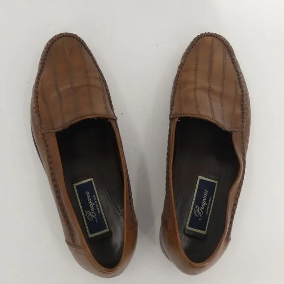 Bragano Brown Leather Loafers‎ Crafted in Italy Men's 10M