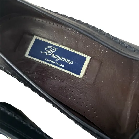 Bragano Crafted in Italy Leather Tassel Loafers Black/Brown Size 9