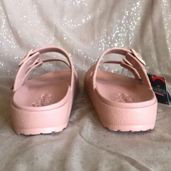 Brand New Skechers Foamies Luxe Foam Double Strap Buckled Blush Slides Sandals