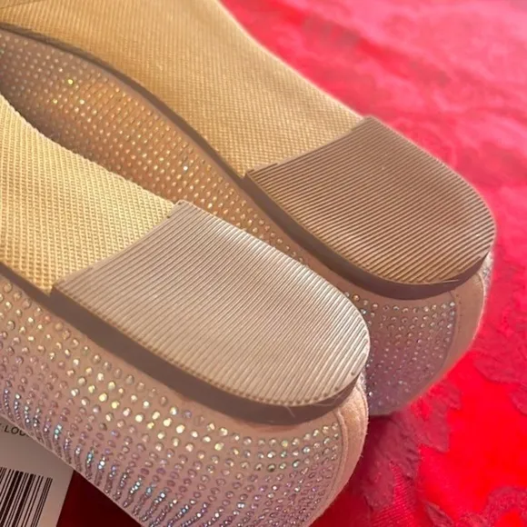 Brand New Sugar Iridescent Beaded Pointed Toe Slip On Flats Dressy Loafers
