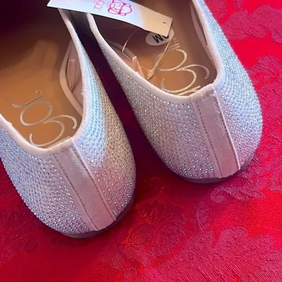 Brand New Sugar Iridescent Beaded Pointed Toe Slip On Flats Dressy Loafers