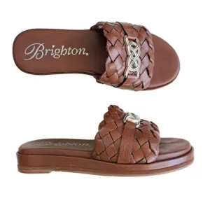 Brighton Cate Comfort Sandals Size 7 Cognac Brown Slides MSRP $260