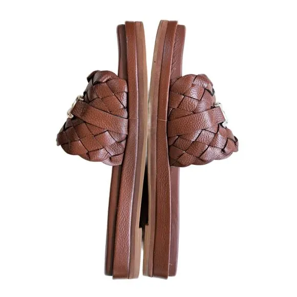 Brighton Cate Comfort Sandals Size 7 Cognac Brown Slides MSRP $260
