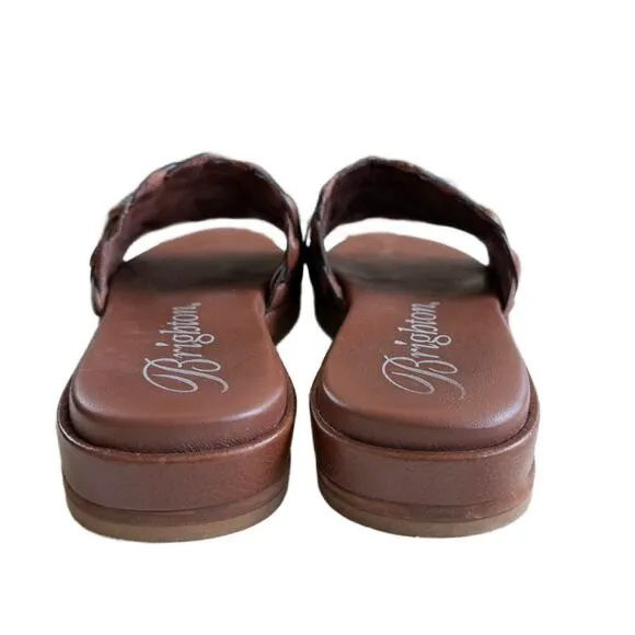 Brighton Cate Comfort Sandals Size 7 Cognac Brown Slides MSRP $260