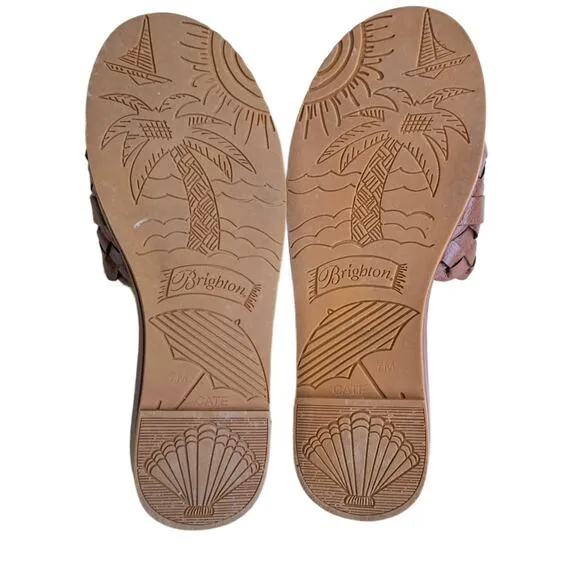 Brighton Cate Comfort Sandals Size 7 Cognac Brown Slides MSRP $260