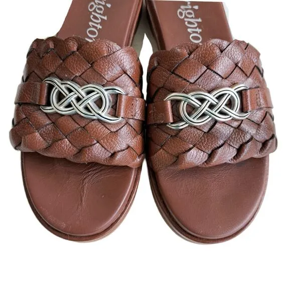 Brighton Cate Comfort Sandals Size 7 Cognac Brown Slides MSRP $260
