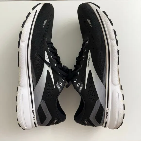 Brooks Ghost 15 Men's Running Athletic Sneakers Black White Athleisure Sz 12.5
