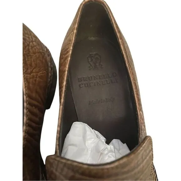 Brunello Cucinelli Unisex Brown Slip-On Loafers Size 6.5 Casual