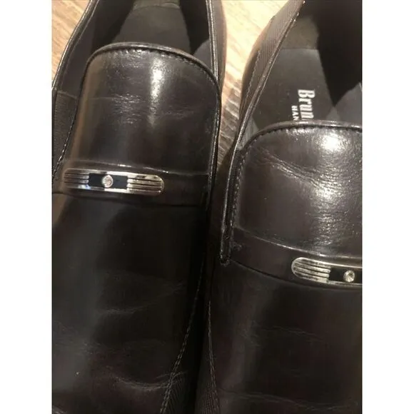Bruni Cavalli Hand Made Leather Loafers Mens US 8.5 Turkey 39 Jewel Stud Brown
