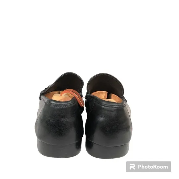 Bruno Magli  Black Leather Loafers Metallic Accents Made in Italy Men’s