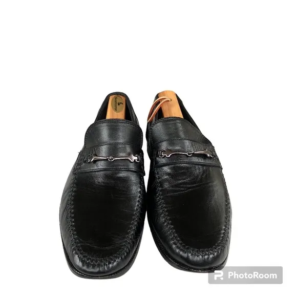Bruno Magli  Black Leather Loafers Metallic Accents Made in Italy Men’s