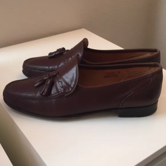Bruno Magli brown tassel leather loafers.