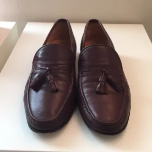Bruno Magli brown tassel leather loafers.