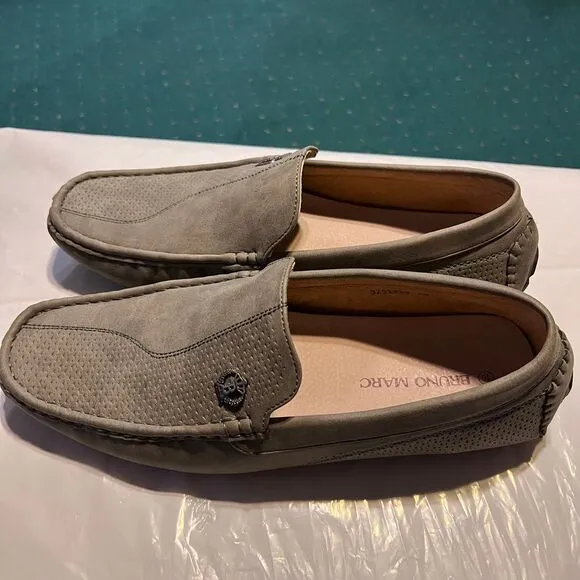 BRUNO MARC Grey Suede Driving Loafers‎ Casual Slip-On Moccasins Comfort SZ-10