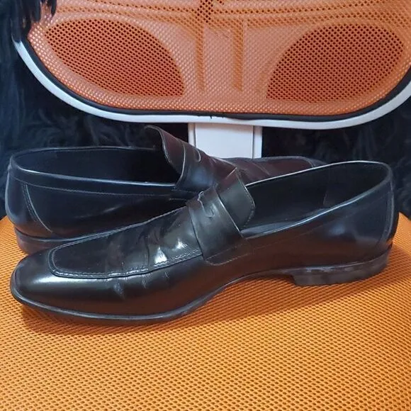 BRUNO MAGLI Black Leather Loafers - Size 14