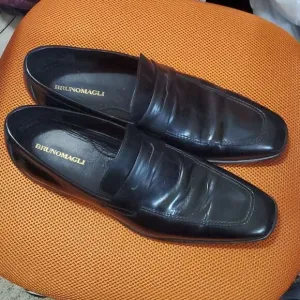 BRUNO MAGLI Black Leather Loafers - Size 14
